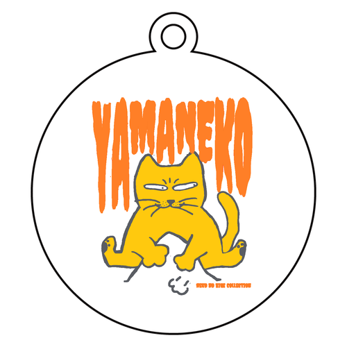 らくがき・やまねこ・おれんじ：ねこのひげあつめ。  アクリルキーホルダー　丸型 (6cm)