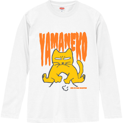 らくがき・やまねこ・おれんじ：ねこのひげあつめ。  ロングスリーブTシャツ