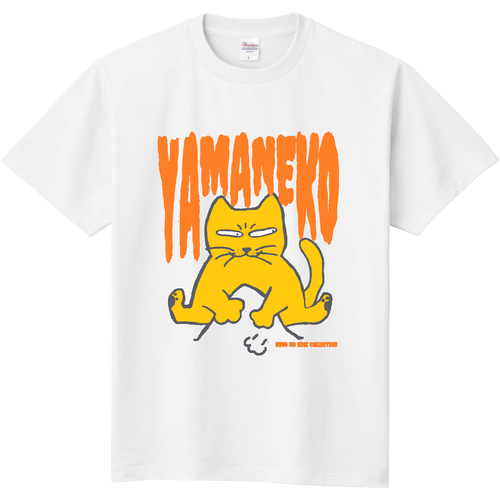 らくがき・やまねこ・おれんじ：ねこのひげあつめ。  定番Ｔシャツ