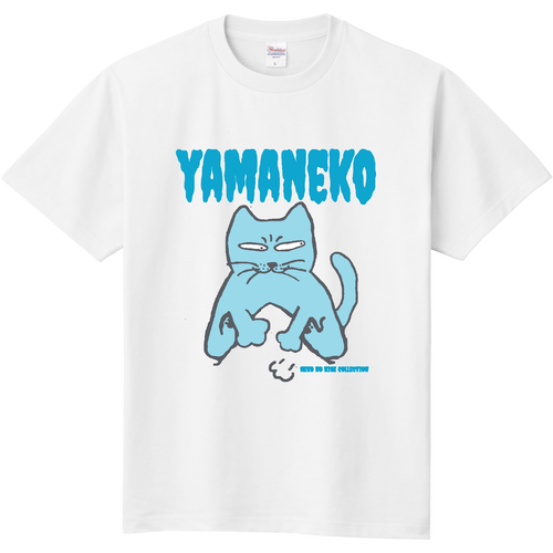 らくがき・やまねこ・ぶるー：ねこのひげあつめ。 定番Ｔシャツ