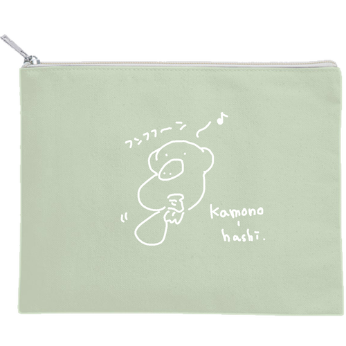 カモノハシふんふん キャンバスポーチ（M）【白プリント有】