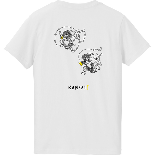 風神雷神×BEER 黒線画 バックプリント | ハイクオリティーTシャツ（ガールズ） ハイクオリティーTシャツ（ガールズ）