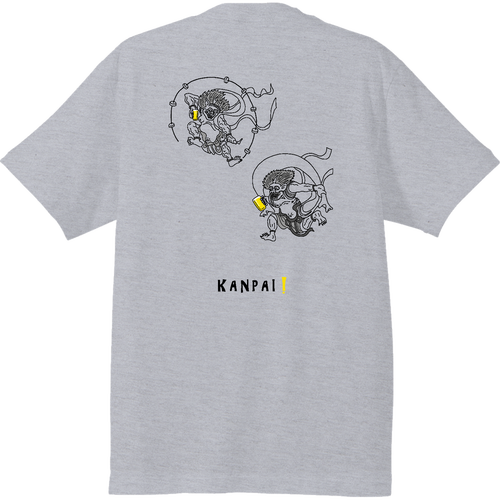 風神雷神×BEER 黒線画 バックプリント | ハイクオリティーTシャツ ハイクオリティーTシャツ
