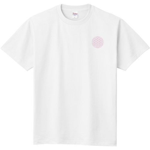 フラワーオブライフ ピンクワンポイントT　Pink Flower of Life Tee 定番Ｔシャツ