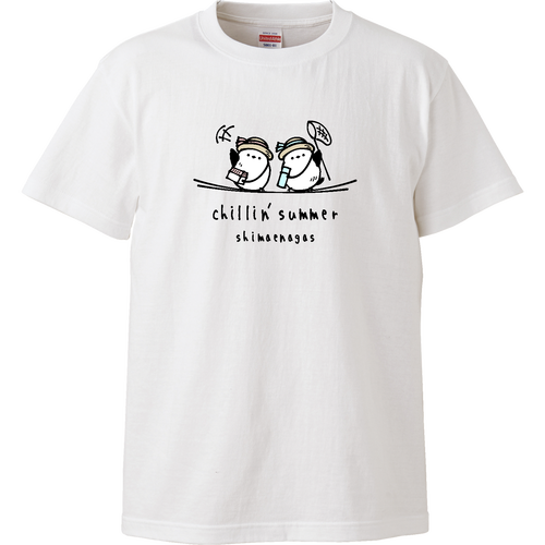 夏休み シマエナガ君 ハイクオリティーTシャツ
