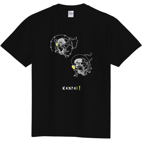 風神雷神×BEER 白線画 | 即日Ｔシャツ(TOMS-85) 即日Ｔシャツ(TOMS-85)