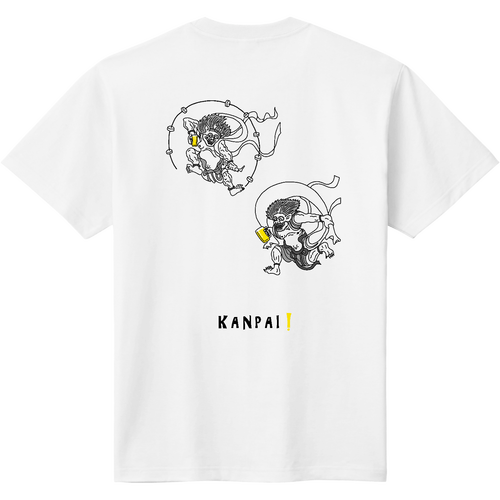 風神雷神×BEER 黒線画 バックプリント | 即日Ｔシャツ(TOMS-85) 即日Ｔシャツ(TOMS-85)