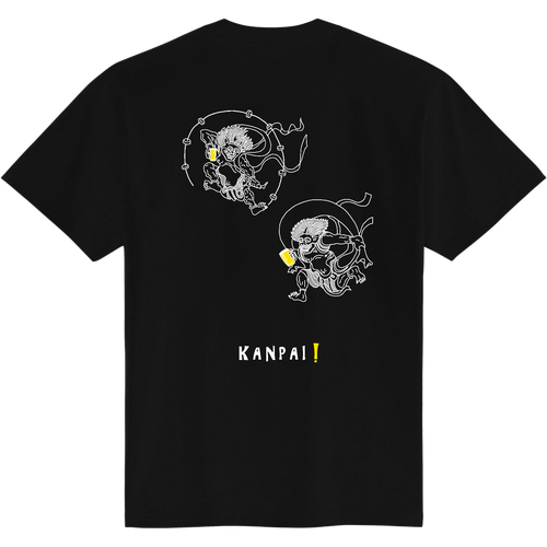 風神雷神×BEER 白線画 バックプリント | 即日Ｔシャツ(TOMS-85) 即日Ｔシャツ(TOMS-85)