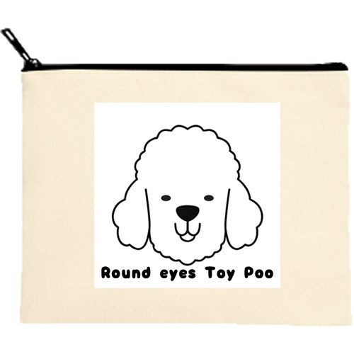Round eyes Toy Poo.つぶらなプーちゃんポーチ キャンバスフラットポーチ（M）【白プリント有】