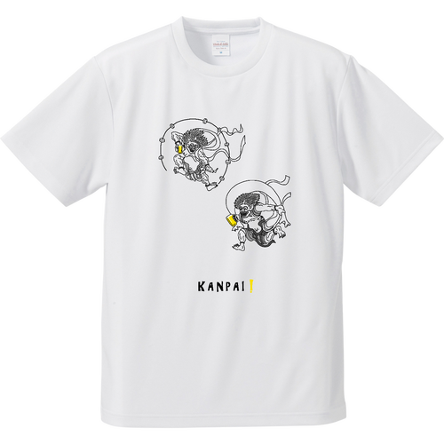 風神雷神×BEER 黒線画 | ドライアスレチックTシャツ ドライアスレチックTシャツ