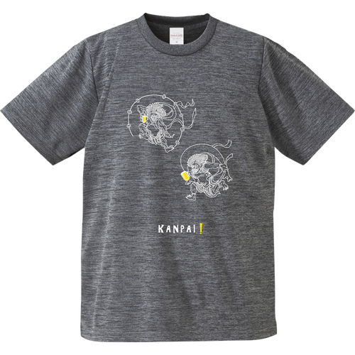 風神雷神×BEER 白線画 | ドライアスレチックTシャツ ドライアスレチックTシャツ