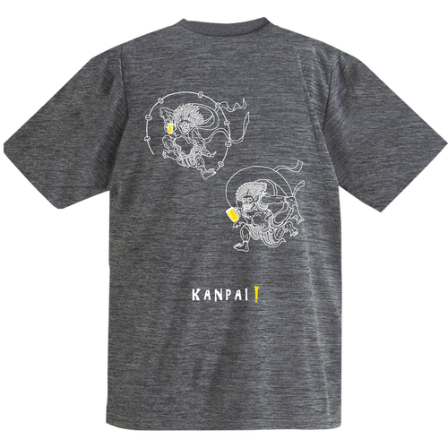 風神雷神×BEER 白線画 バックプリント | ドライアスレチックTシャツ ドライアスレチックTシャツ