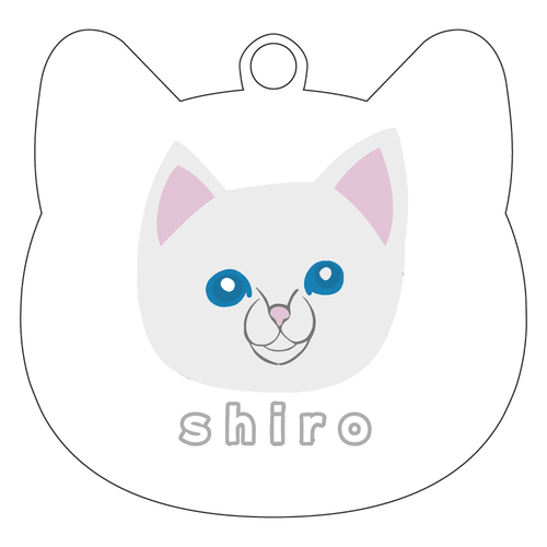 しろねこちゃん ネコ型アクリルキーホルダー(6cm)