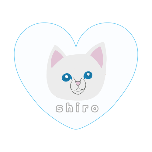 しろねこちゃん アクリルバッジハート(58x50mm)