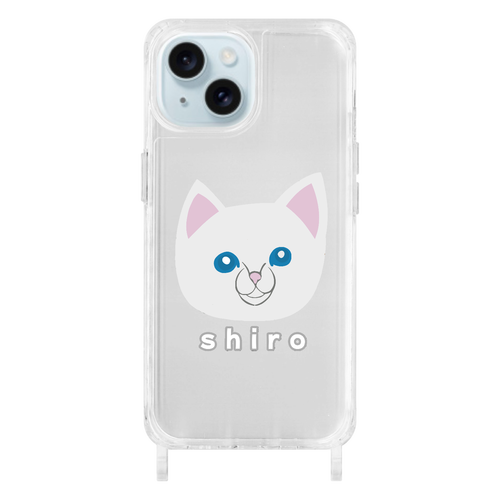 しろねこちゃん iPhone15用リング型ストラップホール付クリアケース