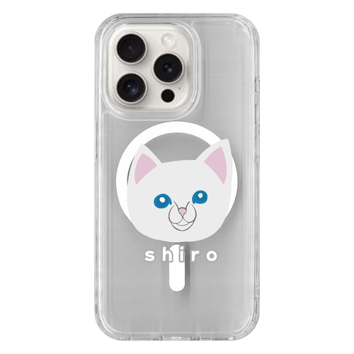 しろねこちゃん iPhone15Pro MagSafe対応 耐衝撃クリアケース