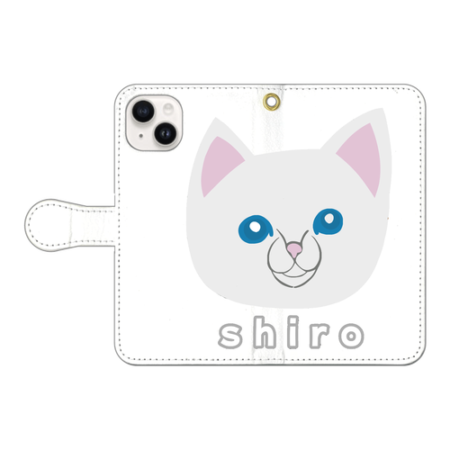 しろねこちゃん iPhone15 手帳型スマホケース