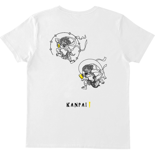 風神雷神×BEER 黒線画 バックプリント | ヘビーウェイトTシャツ ヘビーウェイトTシャツ