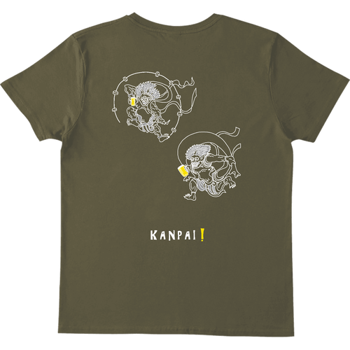 風神雷神×BEER 白線画 バックプリント | ヘビーウェイトTシャツ ヘビーウェイトTシャツ