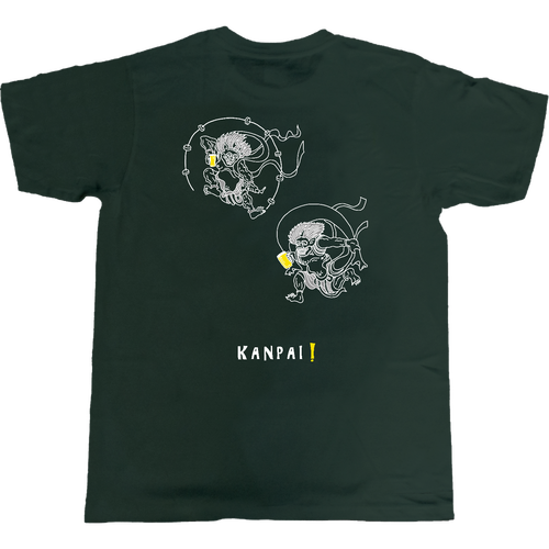 風神雷神×BEER 白線画 バックプリント | 5.0オンス ベーシックTシャツ 5.0オンス ベーシックTシャツ