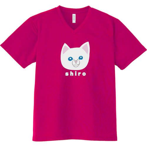 しろねこちゃん ドライVネックTシャツ