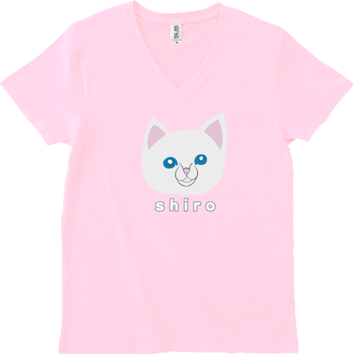 しろねこちゃん スリムフィット VネックTシャツ