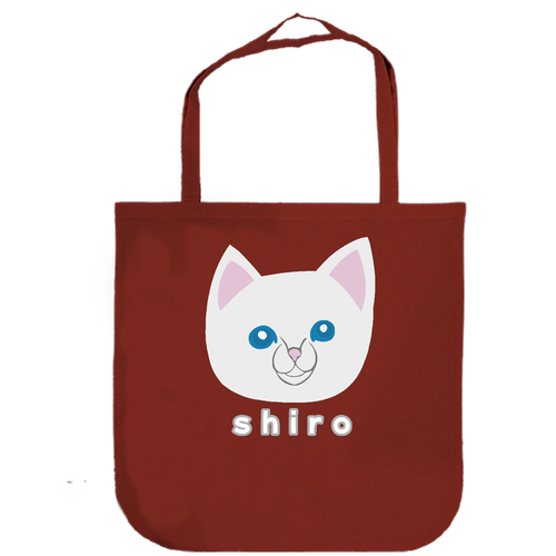 しろねこちゃん 厚手コットンラウンドボトムバッグ(L)