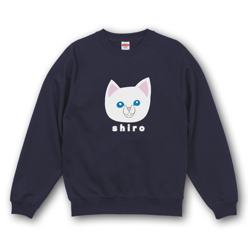 しろねこちゃん 10.0オンス ラグランスリーブ クルーネック スウェット（裏パイル）