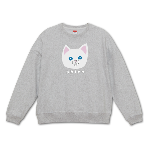 しろねこちゃん ビッグシルエットクルーネックスウェット（裏パイル）