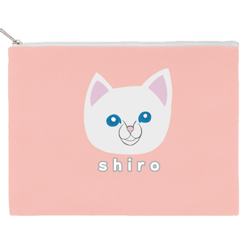 しろねこちゃん キャンバスポーチ（L）【白プリント有】