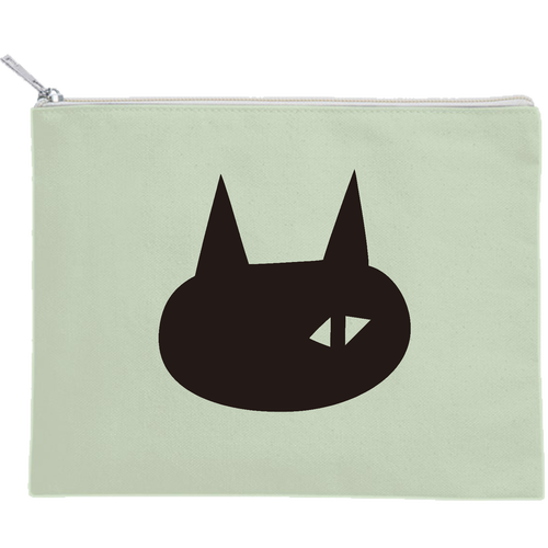 視線 キャンバスフラットポーチ（M）【白プリント有】