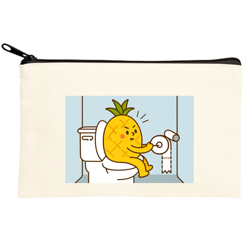 どすこいパイナポー　ラメプリ！　キャンバスフラットポーチ（S） ラメプリ！　キャンバスフラットポーチ（S）
