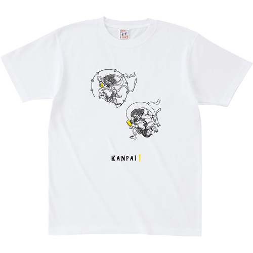 風神雷神×BEER 黒線画 | オープンエンド マックスウェイト Tシャツ オープンエンド マックスウェイト Tシャツ