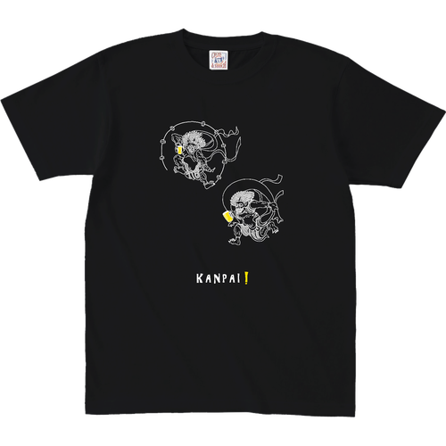 風神雷神×BEER 白線画 | オープンエンド マックスウェイト Tシャツ オープンエンド マックスウェイト Tシャツ