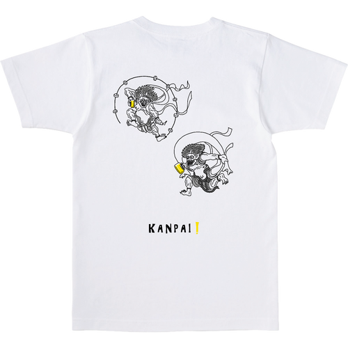 風神雷神×BEER 黒線画 バックプリント | オープンエンド マックスウェイト Tシャツ オープンエンド マックスウェイト Tシャツ