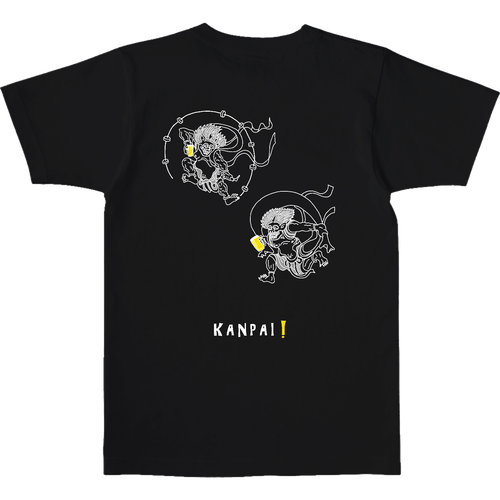 風神雷神×BEER 白線画 バックプリント | オープンエンド マックスウェイト Tシャツ オープンエンド マックスウェイト Tシャツ