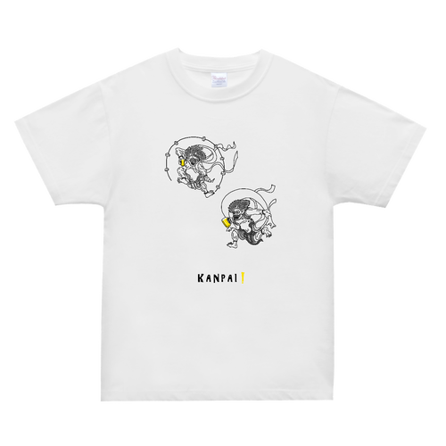 風神雷神×BEER 黒線画 | スーパーヘビーＴシャツ スーパーヘビーＴシャツ
