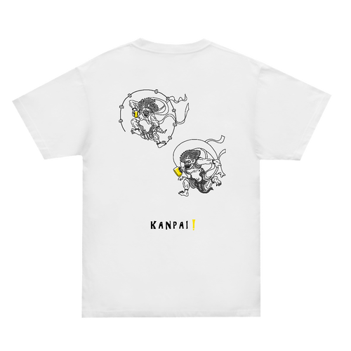 風神雷神×BEER 黒線画 バックプリント | スーパーヘビーＴシャツ スーパーヘビーＴシャツ