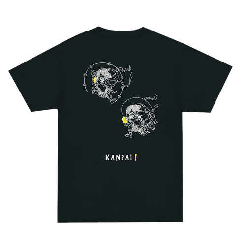 風神雷神×BEER 白線画 バックプリント | スーパーヘビーＴシャツ スーパーヘビーＴシャツ