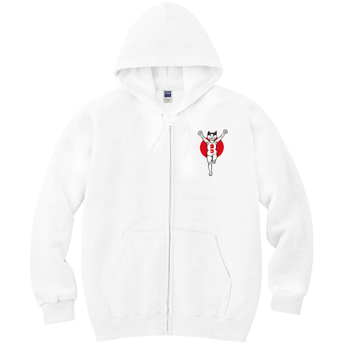 ネコ 軽量ジップアップパーカー