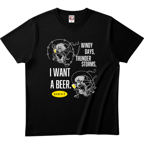 風神雷神×BEER 白メッセージ | ヘビーウェイトTシャツ ヘビーウェイトTシャツ