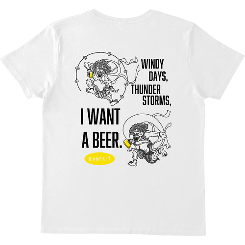 風神雷神×BEER 黒メッセージ バックプリント | ヘビーウェイトTシャツ ヘビーウェイトTシャツ