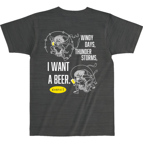 風神雷神×BEER 白メッセージ バックプリント | オープンエンド マックスウェイト Tシャツ オープンエンド マックスウェイト Tシャツ
