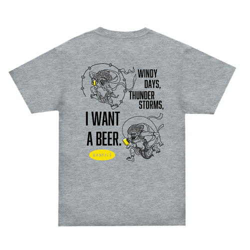風神雷神×BEER 黒メッセージ バックプリント | スーパーヘビーＴシャツ スーパーヘビーＴシャツ