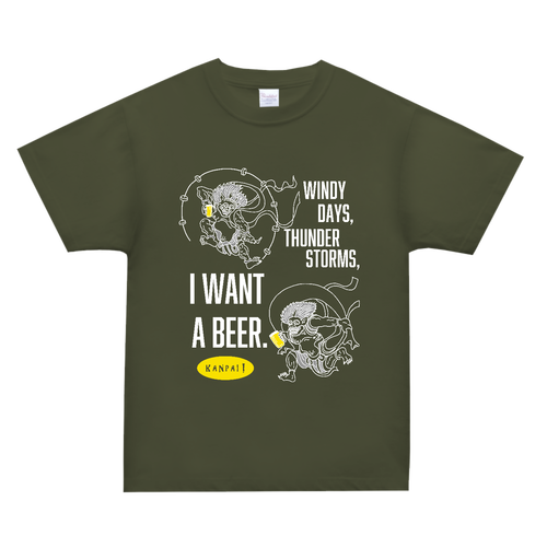 風神雷神×BEER 白メッセージ | スーパーヘビーＴシャツ スーパーヘビーＴシャツ