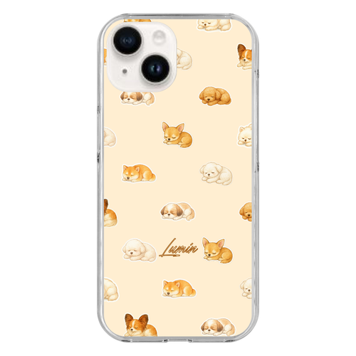 お昼寝わんちゃんず iPhone15 (透明)(ハードケース)