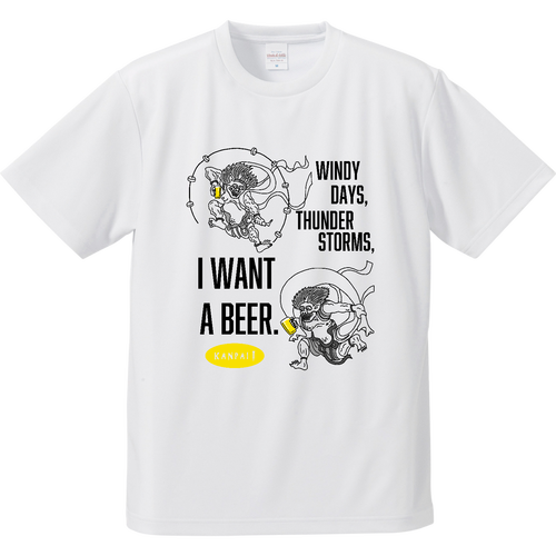 風神雷神×BEER 黒メッセージ | ドライアスレチックTシャツ ドライアスレチックTシャツ