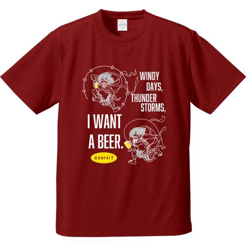 風神雷神×BEER 白メッセージ | ドライアスレチックTシャツ ドライアスレチックTシャツ