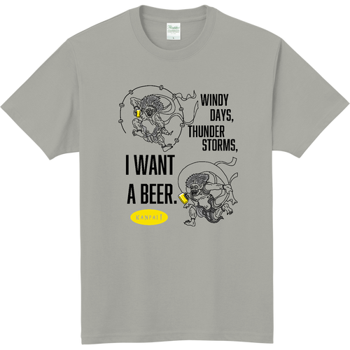 風神雷神×BEER 黒メッセージ | 軽量Ｔシャツ 軽量Ｔシャツ