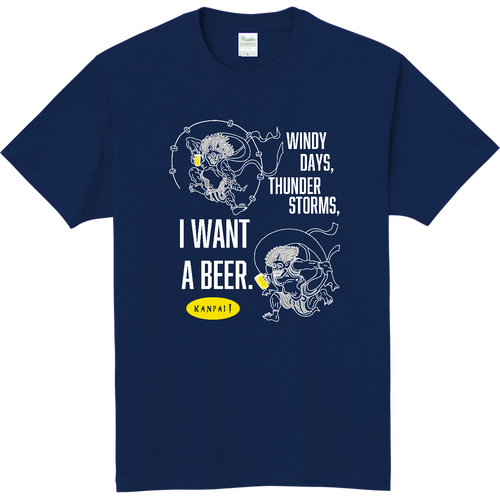 風神雷神×BEER 白メッセージ | 軽量Ｔシャツ 軽量Ｔシャツ